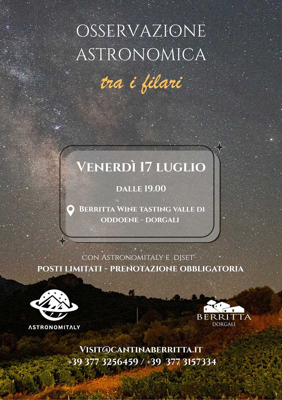 Osservazione astronomica tra i filari
