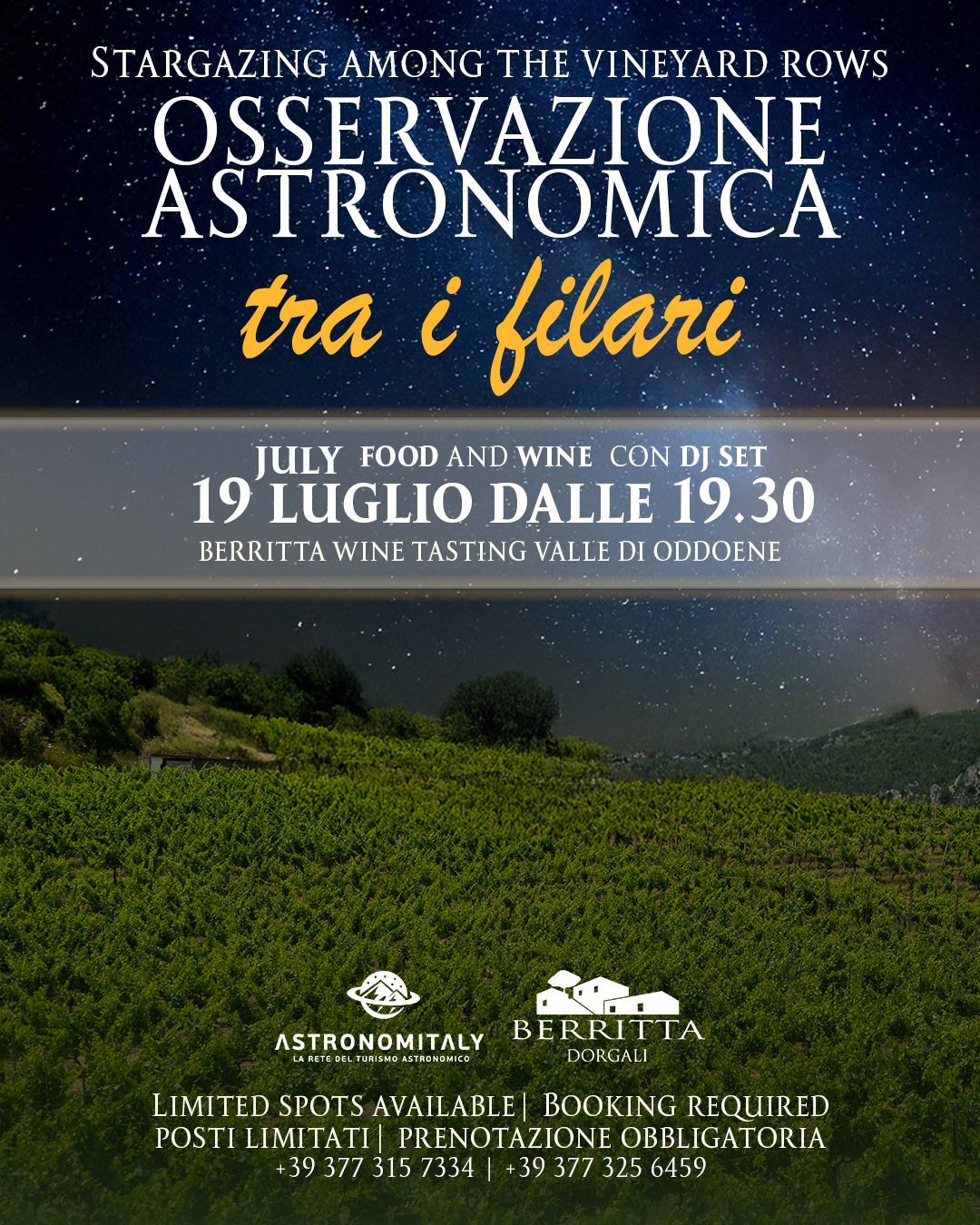 Una serata tra stelle e vigneti